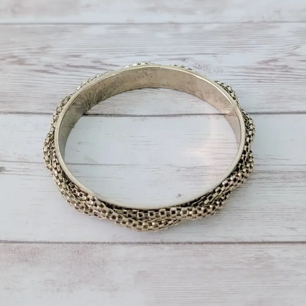 Vintage Bracelet - Gold Tone with Woven Design - 8.5